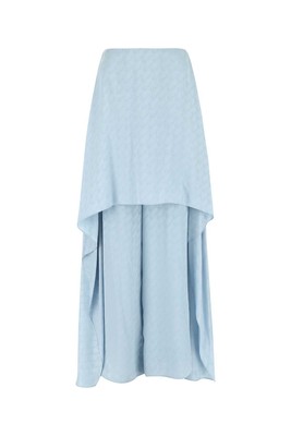Pre-owned Fendi Light-blue Silk Pant 40 Fr In F1h3f
