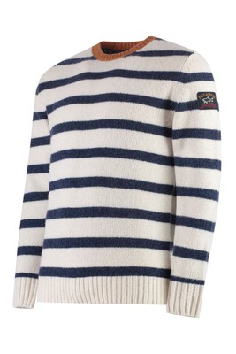 Pre-owned Paul & Shark Paul&shark Wool-blend Crew-neck Sweater In White
