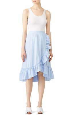 New $120 Jill Stuart Women'S Blue White Morgan Striped Skirt Size 6