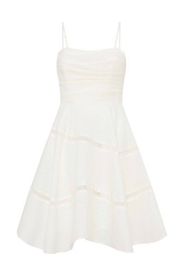 AJE AJE. CINQUE JACQUARD MINI DRESS IN IVORY - SIZE 6
