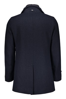 Pre-owned Herno Wool Blend Double-breasted Coat 50 It In Blue