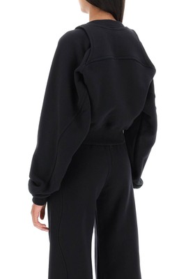 Pre-owned Off-white Cropped Sweatshirt In Black White
