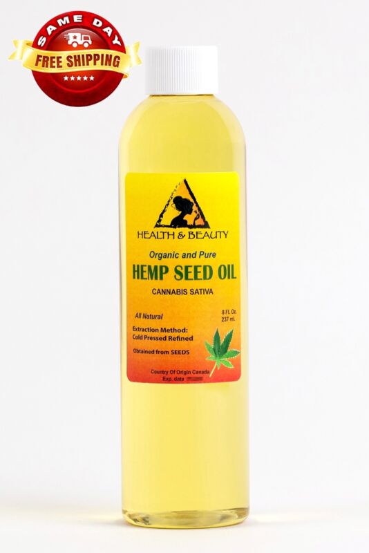 Hemp Seed Oil Refined Organic By H&b Oils Center Cold Pressed 100% Pure 8 Oz 