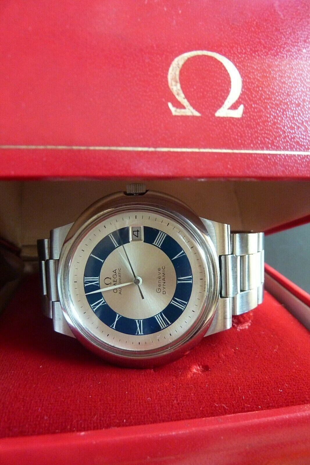 超希少☆腕時計　OMEGA AUTOMATIC Genave DYNAMIC OMEGA AUTOMATIC GENEVE DYNAMIC BLUE/SILVER ROMAN NUMERIC