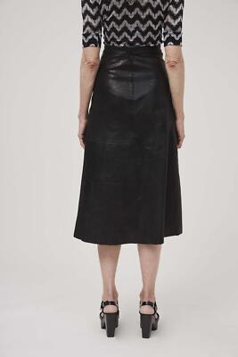 Pre-owned Rachel Comey Black Women's Content Nappa Leather A-line Midi Skirt, Us 4