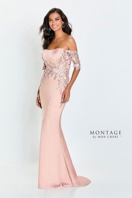 Pre-owned Mon Cheri Montage M521 Evening Dress Lowest Price Guarantee Authentic In English Rose