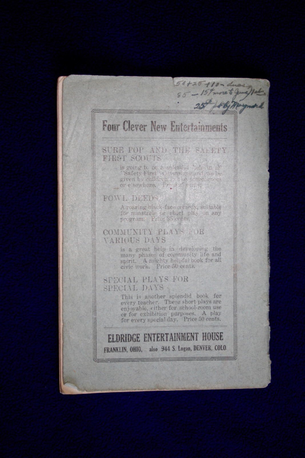 Handbook of Amateur Dramatics 1923 Pamphlet, Georgia Lyons Unverzagt- Ships Free