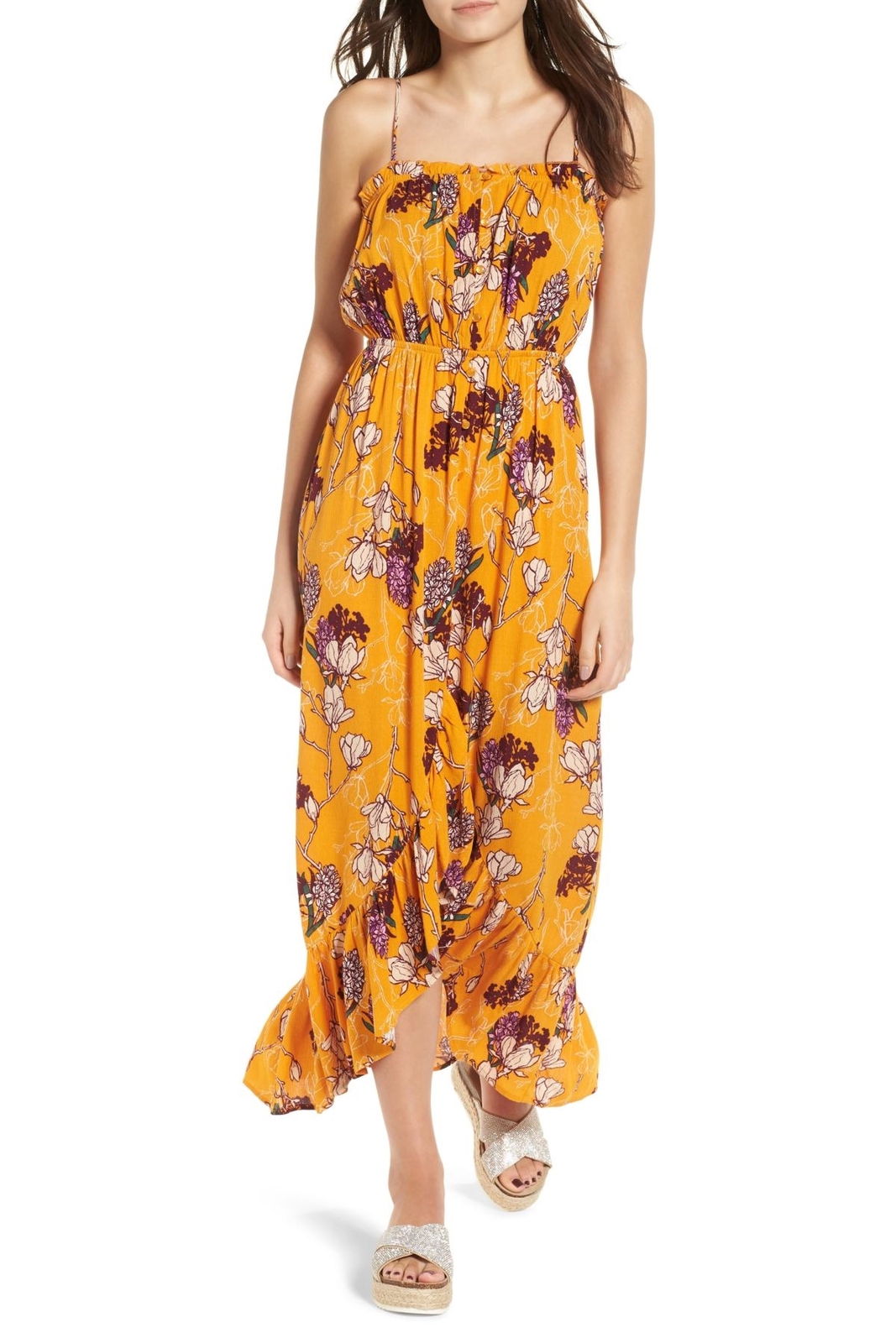 One Clothing 153182 Women's Floral Tulip Maxi Dress Multicolor Sz. Medium