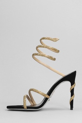 Pre-owned René Caovilla Margot Sandals In Black Leather