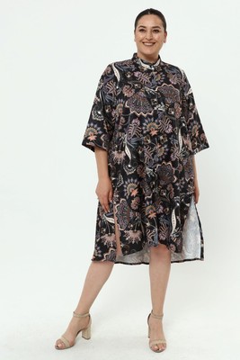 MÄDCHENGLÜCK JACQUARD VISKOSE KLEID/ TUNIKA IN A-FORM VON MÄDCHENGLÜCK IN SCHWARZ MUSTER