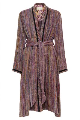 Pre-owned Carolina K Women's Robe Style Rua Coat In Multi Purple - Size S