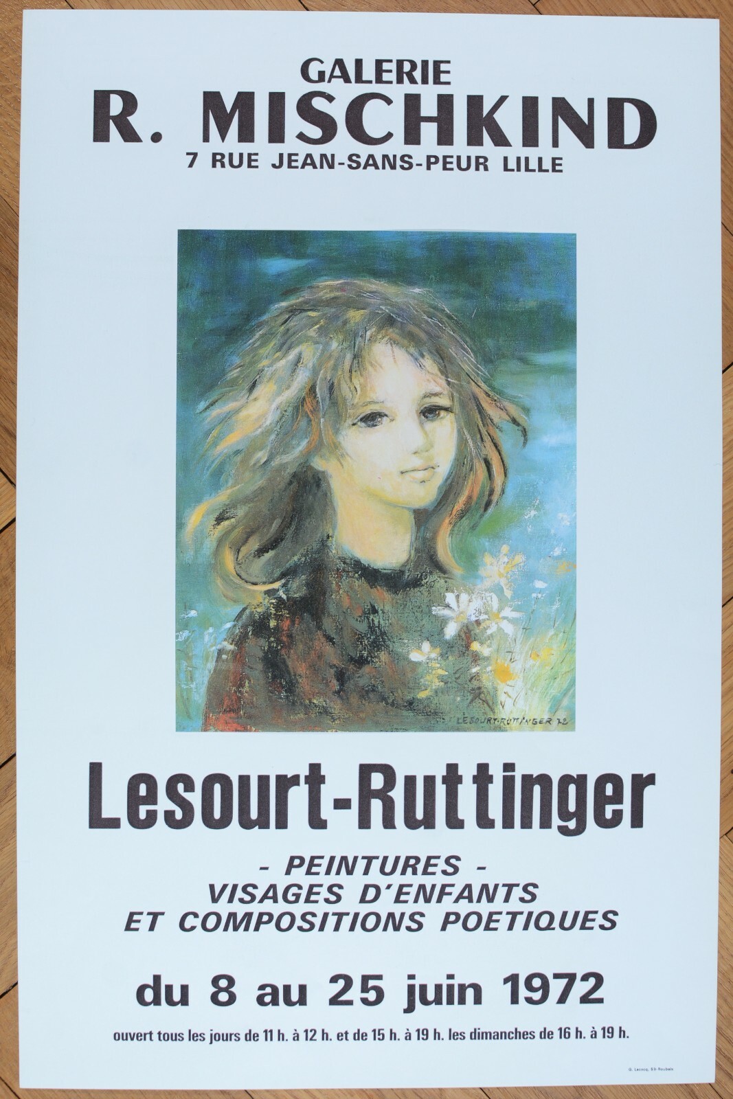 Vintage 1972 Lesourt-Ruttinger French Gallery Exhibition Poster Vintage 1972 Lesourt-Ruttinger French Gallery Exhibition Poster