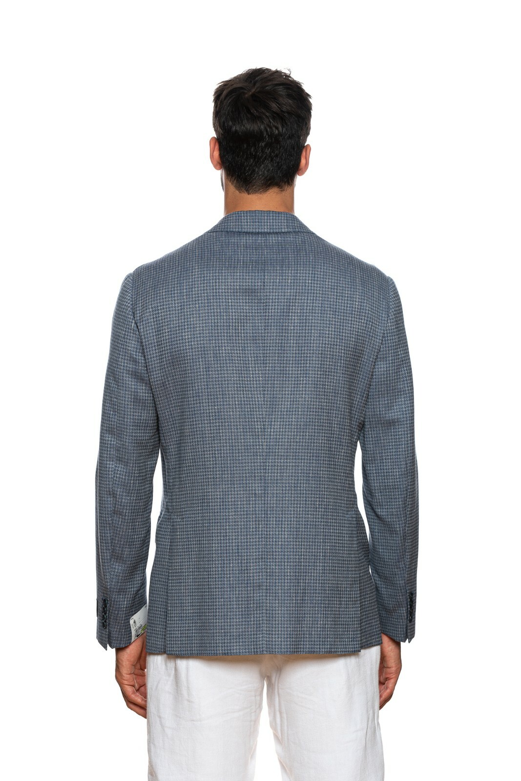 BELVEST BELVEST BLAU HUNDEZAHN WOLLE LEINEN JACKE BLAZER 46 US / 56 EU 7 R