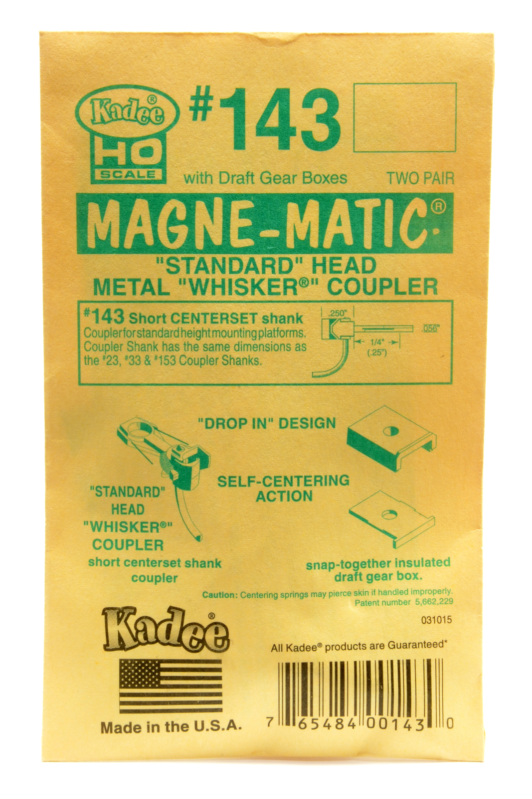 Kadee • 143 • Kupplung #143 • Standard Whisker Short Centerset • 4 Stück