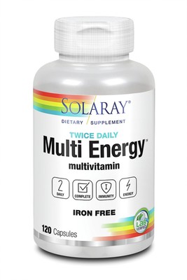 Solaray Twice Daily (без железа) Multi-Energy Multi-Vita-Min 120 капсул