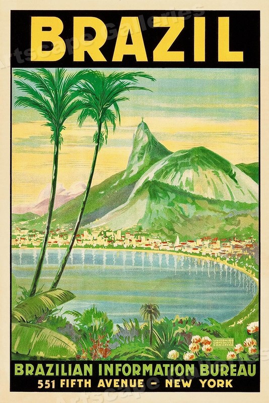 1930s “Rio de Janeiro” Vintage Style Brazilian Travel Poster