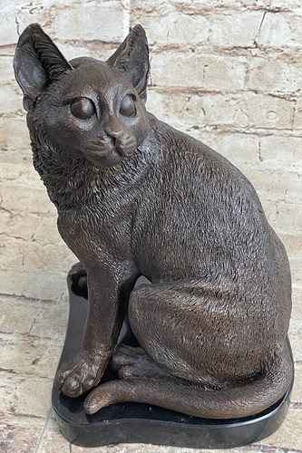 Original Milo Vintage Bronze Animalier Sculpture of a Cat French Artist Figurine