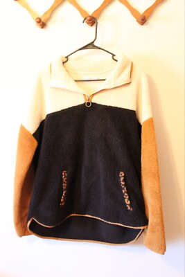 Time And Tru Black And Leopard Fleece Pullover