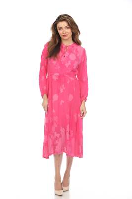 Pre-owned Johnny Was Daisy Leonna Midi Dress Boho Chic C31223 In Festival Fuschia