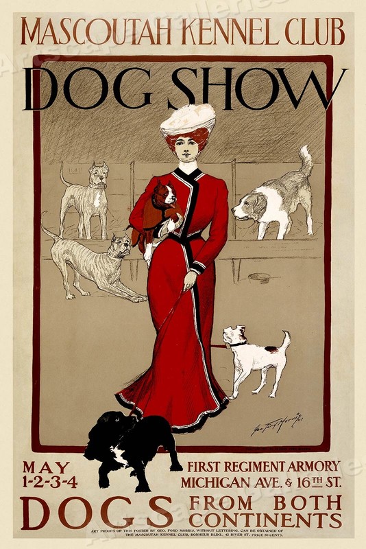 Chicago 1901 Vintage Dog Show Poster - Mascoutah Kennel Club