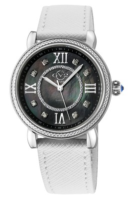 Pre-owned Gv2 By Gevril Women's 9861-v1 Marsala Vegan Mop Dial Swiss Quartz Diamond Watch