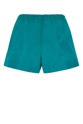 Pre-owned Valentino Garavani Teal Green Faille Shorts In Pvh