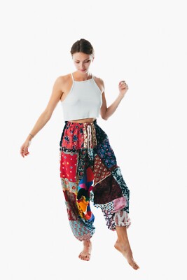 Unisex handmade boho hippie baggy patchwork harem yoga pants one size women men
