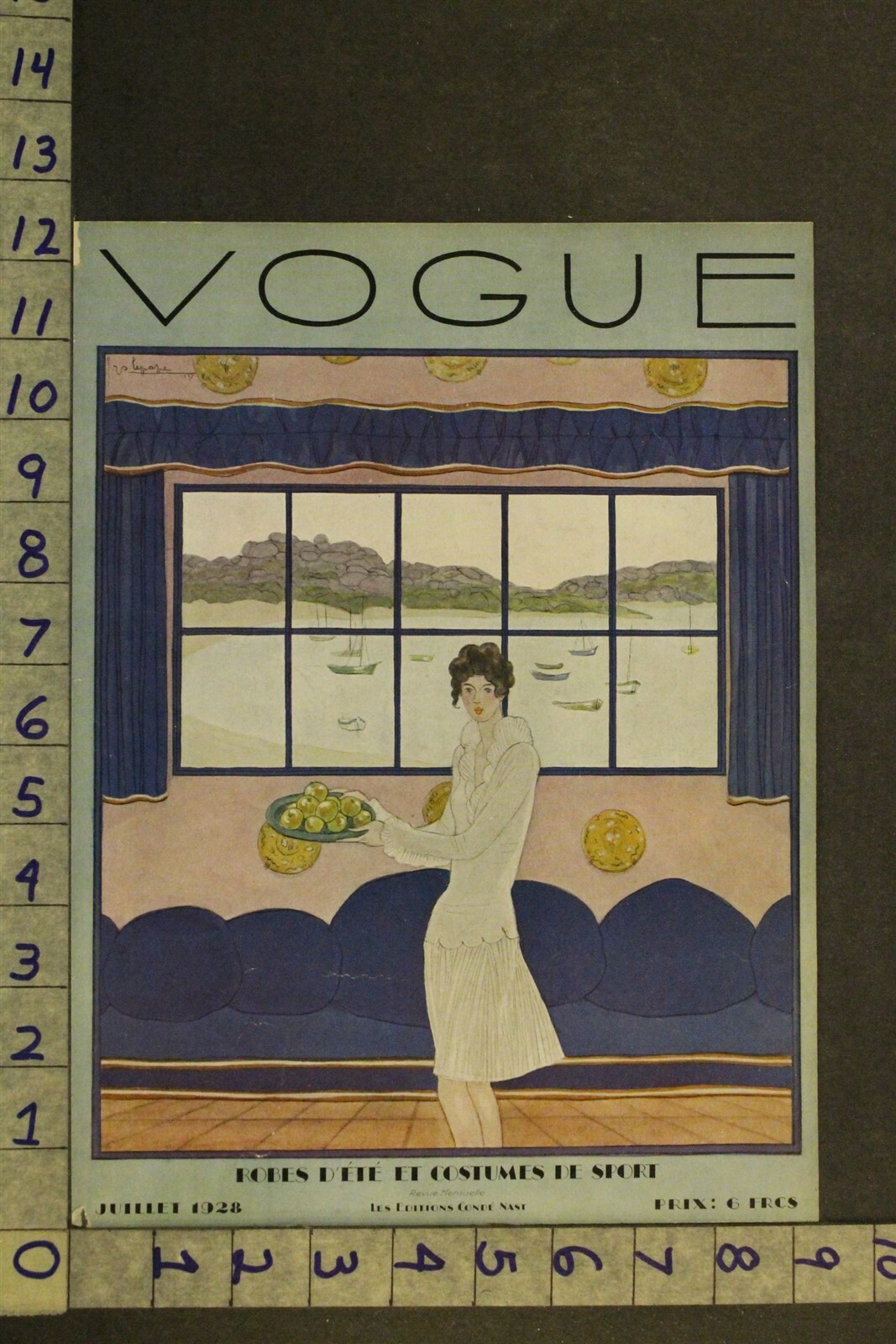 1928 ORIGINAL RARE FRENCH VINTAGE VOGUE COVER ART LEPAPE