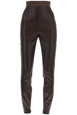 Pre-owned Dolce & Gabbana Coated Look Stretch Satin Leggings In Brown