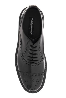 Pre-owned Dolce & Gabbana Leather Lace Up Shoes In Black