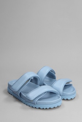 Pre-owned Gia Borghini Perni 11 Flats In Cyan Leather In Blue