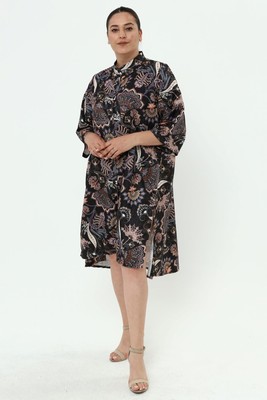 MÄDCHENGLÜCK JACQUARD VISKOSE KLEID/ TUNIKA IN A-FORM VON MÄDCHENGLÜCK IN SCHWARZ MUSTER