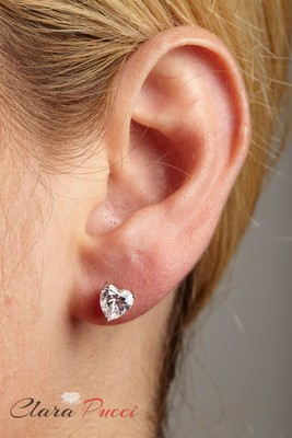 Pre-owned Pucci 1.50ct Heart Cut Solitaire Synthetic Moissanite Stud Earrings 14k White Gold In D