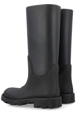 Pre-owned Burberry Round-toe Chunky-sole Boots In Black