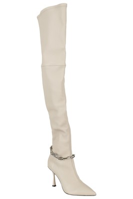 Pre-owned Studio Amelia Razor 90 Thigh Boot In Stn Crema