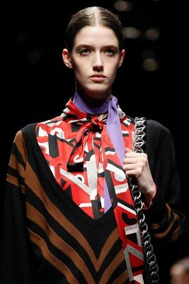 PRADA F/W 2014 RUNWAY Iris Light Purple Silk Skinny SCARF