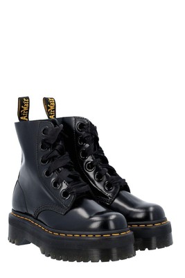 Pre-owned Dr. Martens Molly Platform Lace-up Boots In Black
