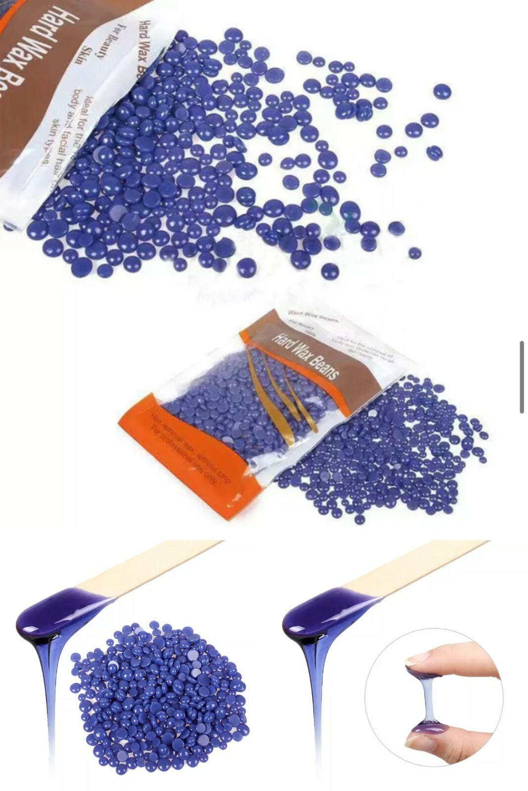 Hard Wax Beads Beans Waxing Depilatory Hair Removal Stripless 300G BAG FREE TOOL