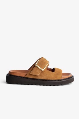 Pre-owned Zadig & Voltaire Women's Alpha Cecilia Suede Sandal In Folk In Brown