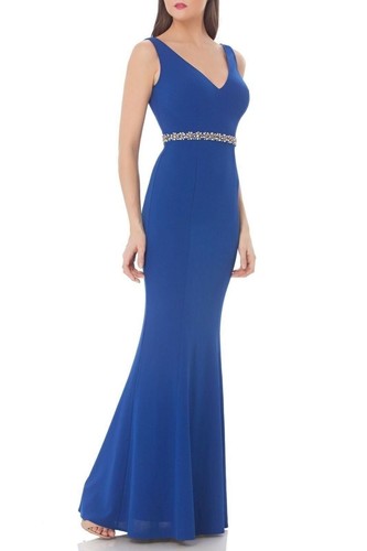 JS Collections Embellished Mermaid Gown SZ 2 Royal