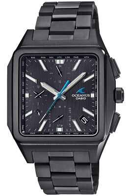 Pre-owned Casio Oceanus Ocw-t5000b-1ajf Titanium Bluetooth Radio Solar Watch Black 38.2mm