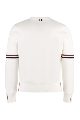 Pre-owned Thom Browne Long Sleeve Crew-neck Sweater In White