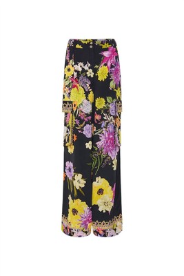 Pre-owned Camilla Wide Leg Utility Pants In Peace Be With You - Size Xl In Black