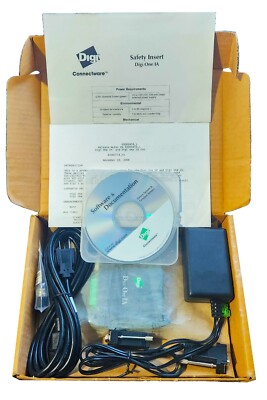 DIGI ONE IA SERIAL TERMINAL SERVER COMPLETE w/REALPORT SOFTWARE, ADAPTERS & PS