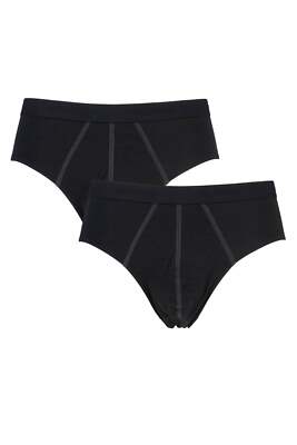 Sloggi Men's 24/7 Basic Natural Cotton 2 Pack Midi Briefs - Black