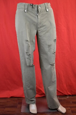 NWT DOLCE & GABBANA KHAKI COTTON SPORT DISTRESSED SLACKS
