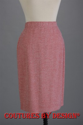 St John Knits Chevron Tweed Knit Skirt Color Brick Red Multi SZ 6 NWT
