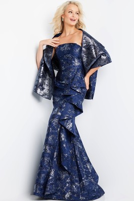 Pre-owned Jovani 08685 Evening Dress Lowest Price Guarantee Authentic In Navy