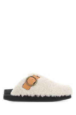 Pre-owned Isabel Marant Ivory Shearling Footb Slippers In White