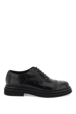 Pre-owned Dolce & Gabbana Leather Lace Up Shoes In Black